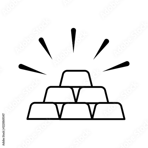 gold bar icon vector or simple gold bar icon isolated on white background. The black gold bar icon is suitable for jewelery symbol or precious metal icon on mobile apps, or gold jewelery related.