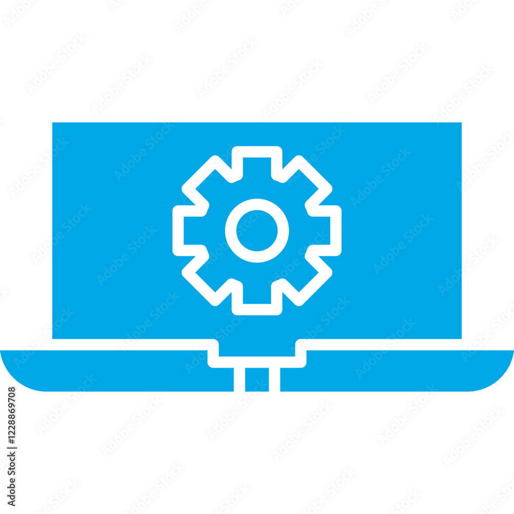 Laptop Settings icon single vector illustration Laptop Settings icon single vector illustration