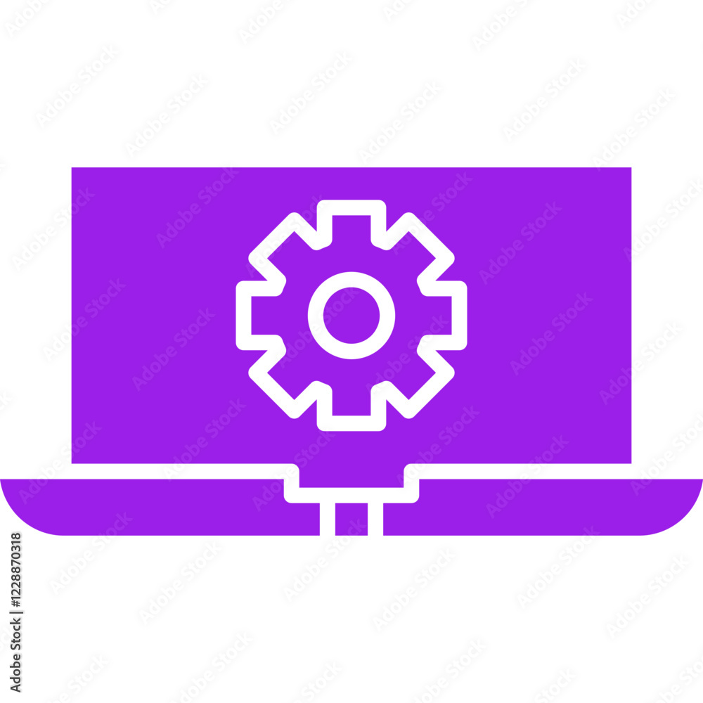 Laptop Settings icon single vector illustration Laptop Settings icon single vector illustration
