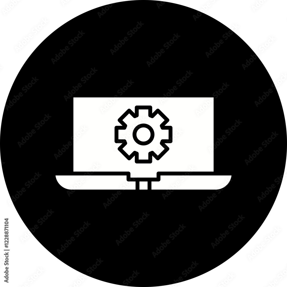 Laptop Settings icon single vector illustration Laptop Settings icon single vector illustration