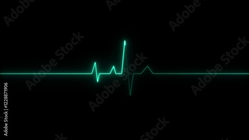 glowing Neon Abstract digital heartbeat plus animation. colorful heartbeat icon animation. Heart beat electric neon line color animation. Black background neon light heartbeat display 4k video.