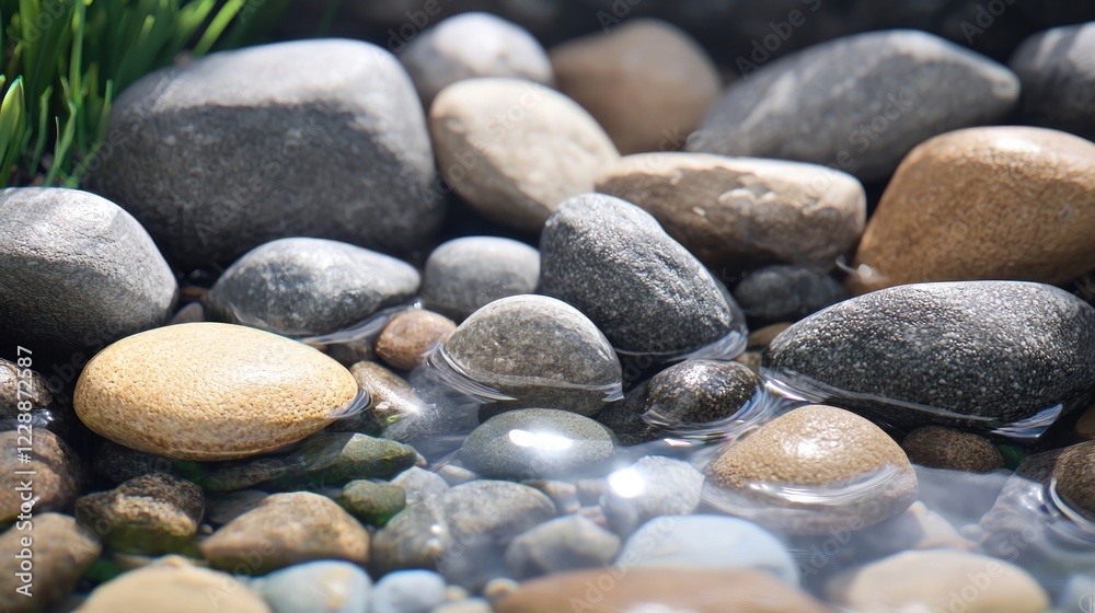 Close-Up of Smooth Rocks in Shallow Water Close-Up of Smooth Rocks in Shallow Water