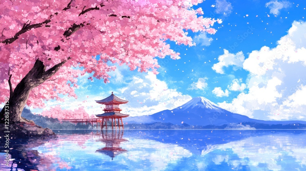 Fototapeta premium Cherry Blossom Viewing in Japan: Hanami Tradition