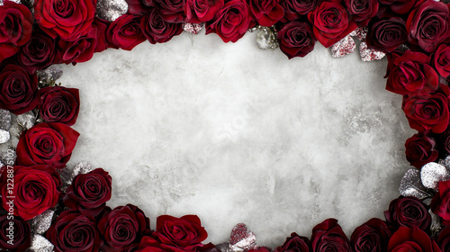 赤と黒のバラが縁取るゴシック調のエレガントな背景。情熱的でミステリアスな雰囲気。generative ai