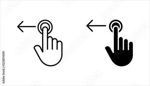 Swipe the icon set to the left. drag or scroll to the left side of the black and white signature, which can be edited. suitable for application or web ui design, with a white background.