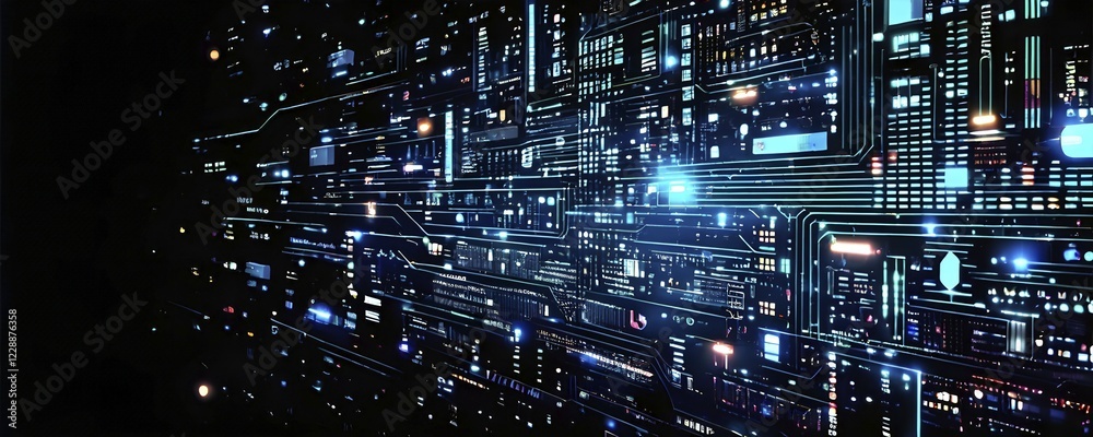 Cyber technology mosaic wallpaper illustration in digital art, AI generated Cyber technology mosaic wallpaper illustration in digital art, AI generated