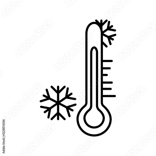 Cold Weather and Freeze Thermometer Icons. Low Temperature Measurement Symbols vector illustration, pictogram isolated on white background. color editable