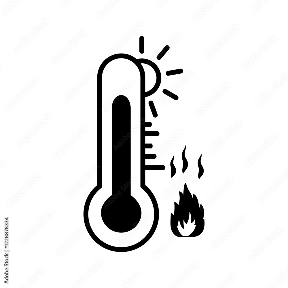 thermometer hot icon - From forecast, Climate and Meteorology icons, widget icons vector illustration, pictogram isolated on white background. color editable