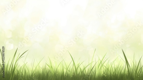 Realistic grass blades in vibrant green tones, evenly spread, with a soft natural light gradient.