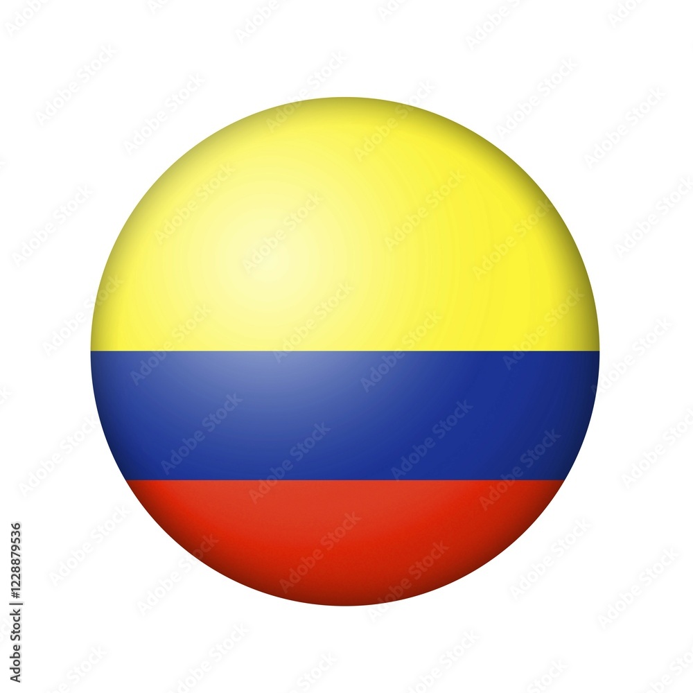 The Colombian flag. Round matte icon. Isolated on white background The Colombian flag. Round matte icon. Isolated on white background