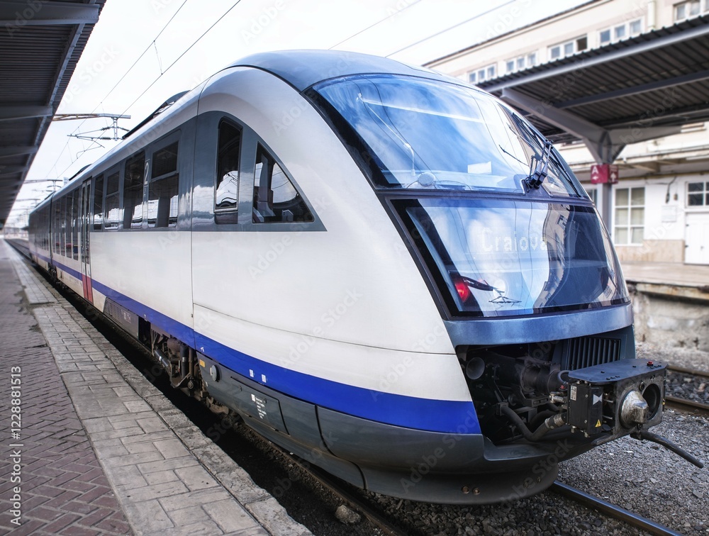 Fototapeta premium train on a platform of a railway station