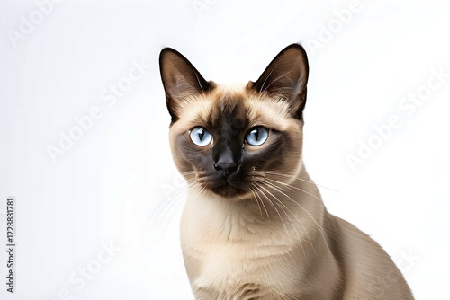 Tonkinese cat portrait, isolated on white background, ai generated, AI generated photo