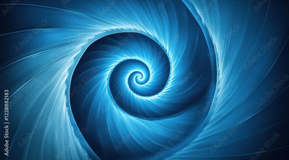 Abstract Blue Spiral Vortex: A mesmerizing fractal art showcasing a swirling pattern of vibrant blues, creating a sense of depth and movement.
