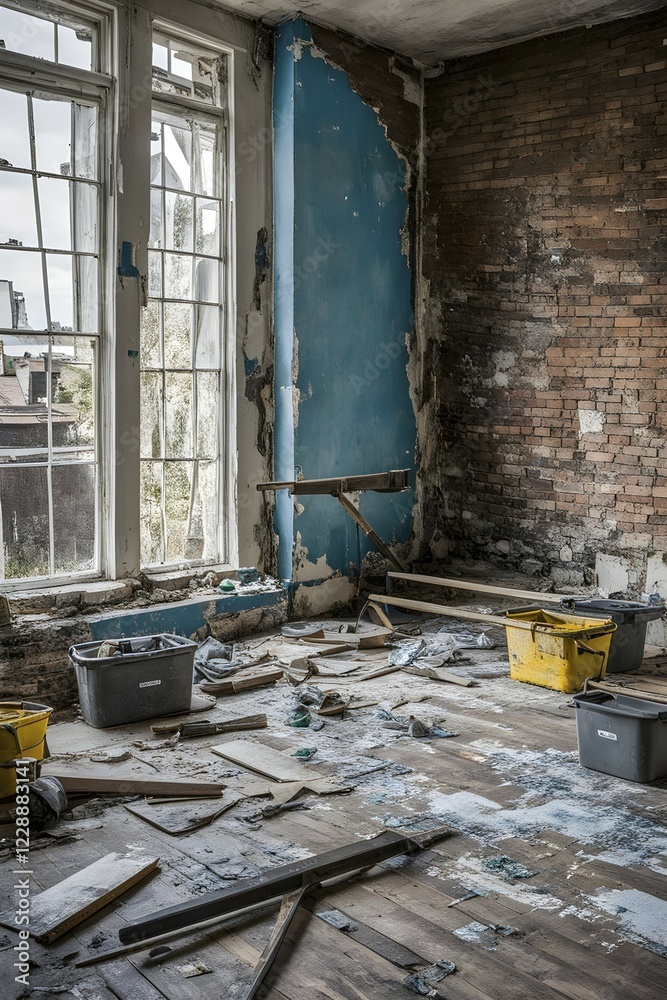 Interior of a house under renovation, AI generated Interior of a house under renovation, AI generated