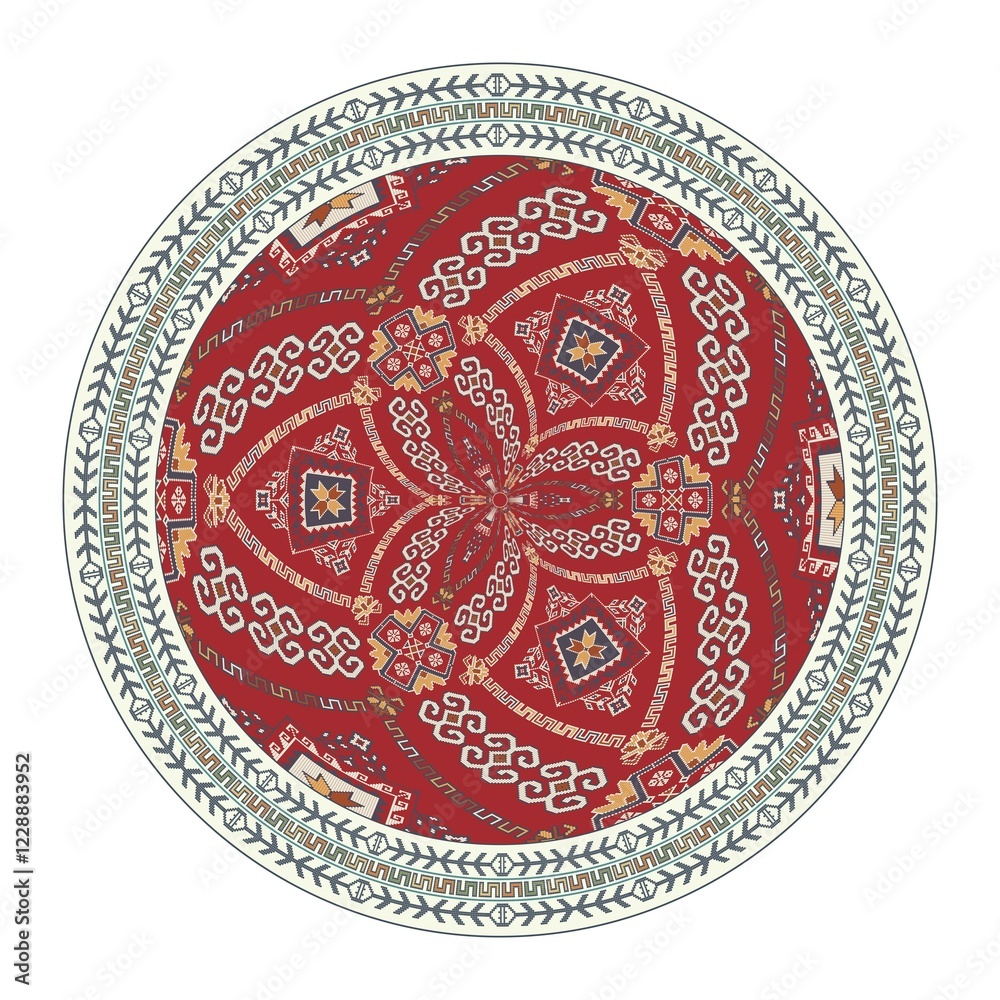 Traditional Georgian round decorative element, isolated vector over white background Traditional Georgian round decorative element, isolated vector over white background