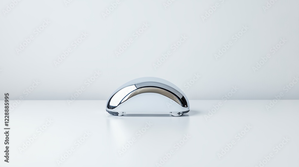 Reflective Chrome Object on White Surface Reflective Chrome Object on White Surface