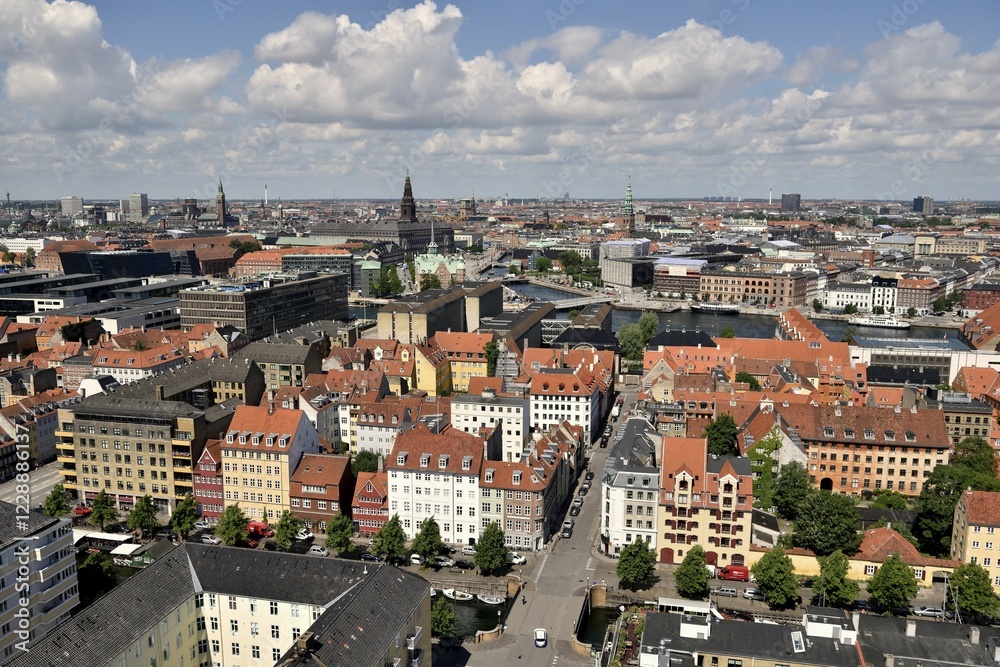 Obraz premium Church of the Redeemer, Church of Our Savior, tower view, Copenhagen, historic center, Copenhagen, Denmark, Europe