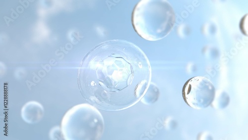 Collagen, skin care serum and vitamins on blue background with skin care, facial wrinkle removal, 3d rendering