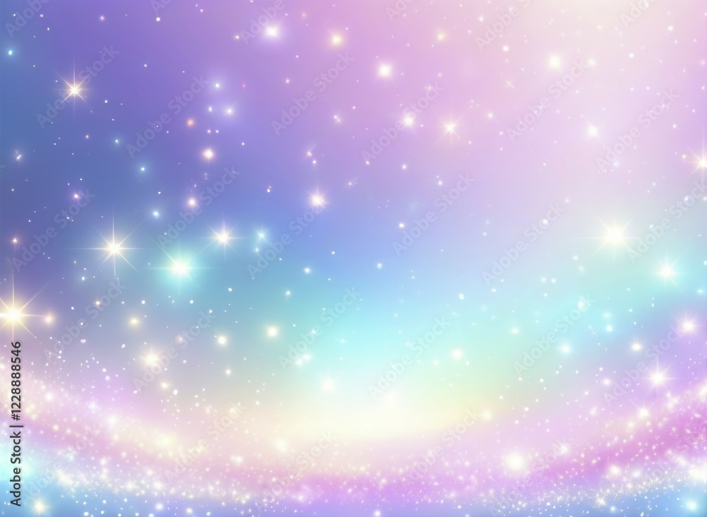 Colorful and bright image filled with sparkling stars and light beams creating a dreamy pastel gradient sky, AI generated Colorful and bright image filled with sparkling stars and light beams creating a dreamy pastel gradient sky, AI generated