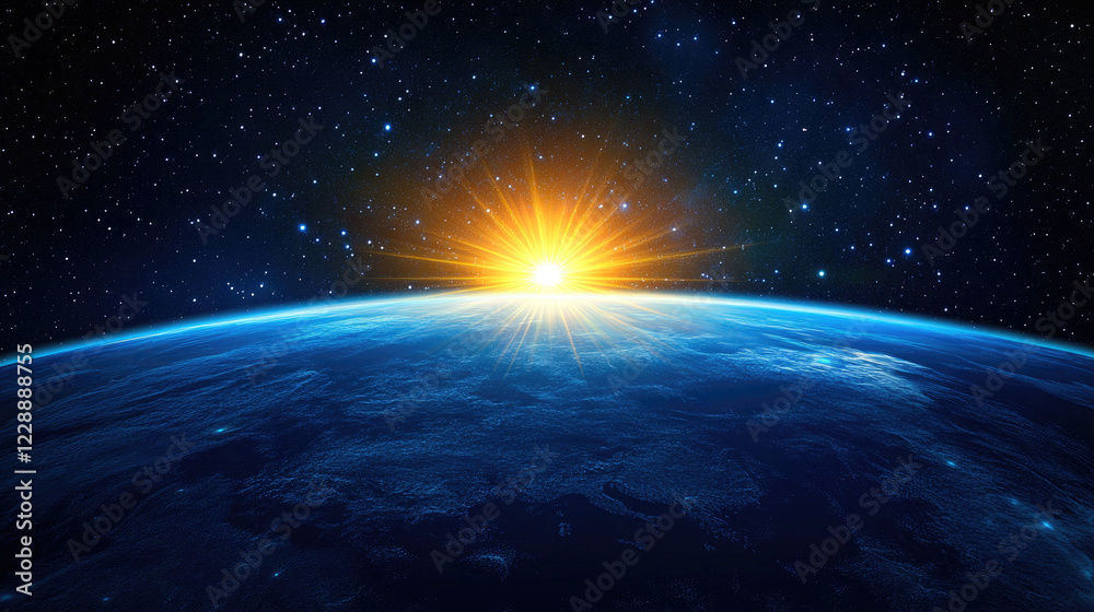 Fototapeta premium Breathtaking Sunrise Over Earth from Space