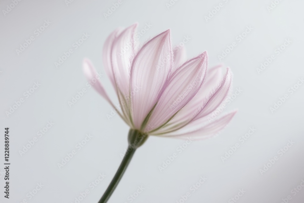 Detailed macro shot of a light pink bloom against a clean white backdrop, highlighting its gentle beauty and soft textures Detailed macro shot of a light pink bloom against a clean white backdrop, highlighting its gentle beauty and soft textures
