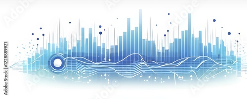 Illustration of abstract audio frequency sound wave lines, AI generated