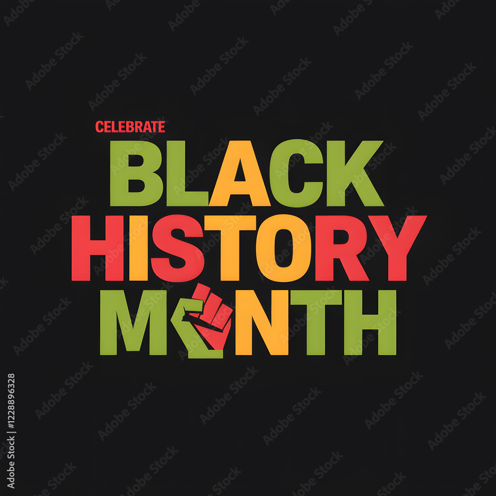 Fototapeta premium Black History Month Poster Banner Icon Social Media