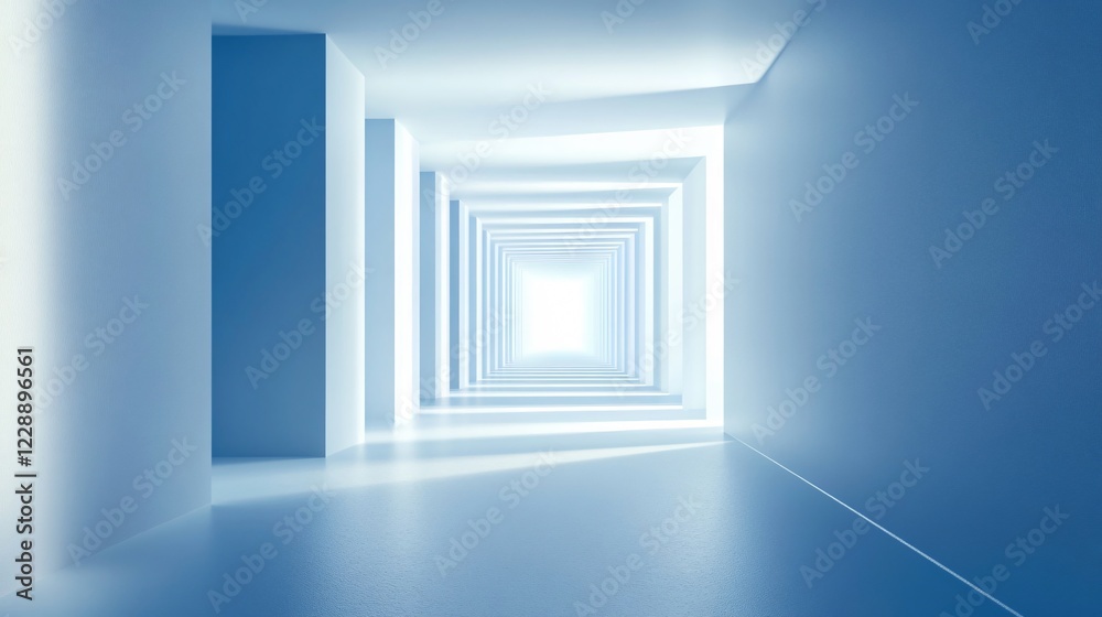 Fototapeta premium Abstract Blue Tunnel Background with Squares and Rectangles