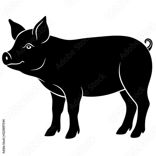  miniature pig  silhouette vector illustration