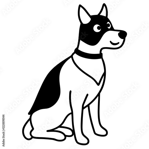 A dog dressed as a superhero with a cape line art vector illustration 
