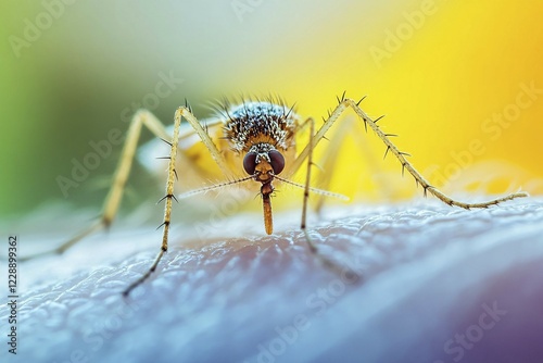 Close up of mosquito on human skin. Generative Ai, AI generated photo