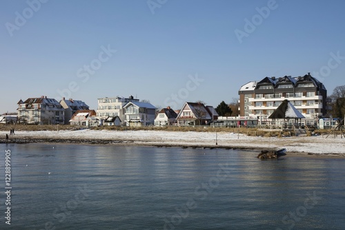 Baltic Sea coast in winter, Haffkrug, Scharbeutz, Lübeck Bay, Schleswig-Holstein, Germany, Europe photo