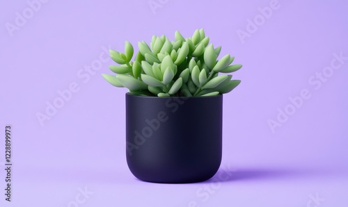 Succulent Plant in Black Pot, Minimalist Decor