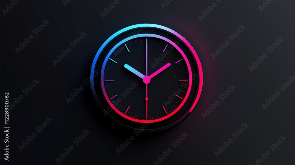 Neon Clock, Dark Background, Time, Gradient, Minimalist, Website Design Neon Clock, Dark Background, Time, Gradient, Minimalist, Website Design