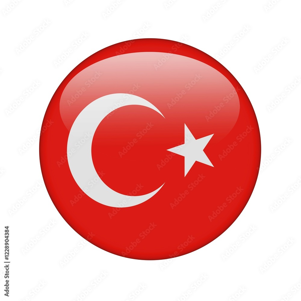 The Turkish flag in the form of a glossy icon The Turkish flag in the form of a glossy icon