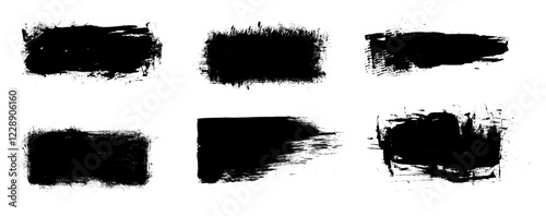 Grunge Brush Stroke Banner Rectangle Shape Vector Set