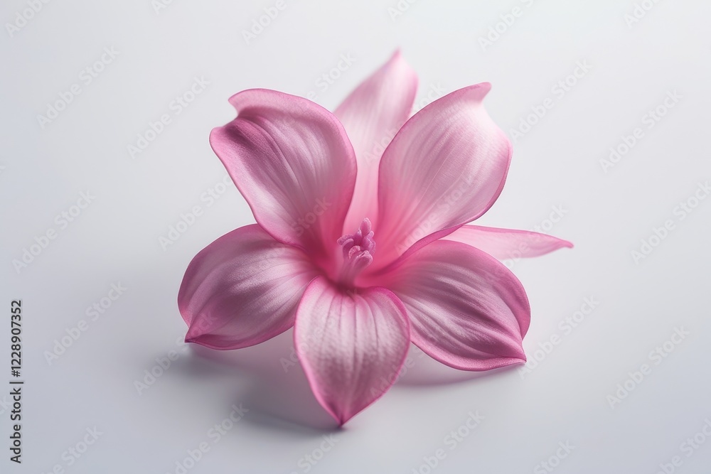 Beautiful macro image of a light pink bloom with intricate petals, perfectly isolated on a smooth white background Beautiful macro image of a light pink bloom with intricate petals, perfectly isolated on a smooth white background