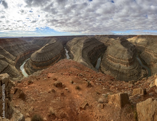 Goosenecks, river loop, meander of the San Juan River, Goosenecks State Park, Utah, USA, North America photo