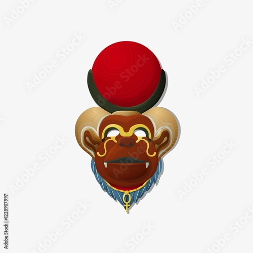 Mask of the Egyptian god Thoth in baboon form, vector illustration photo