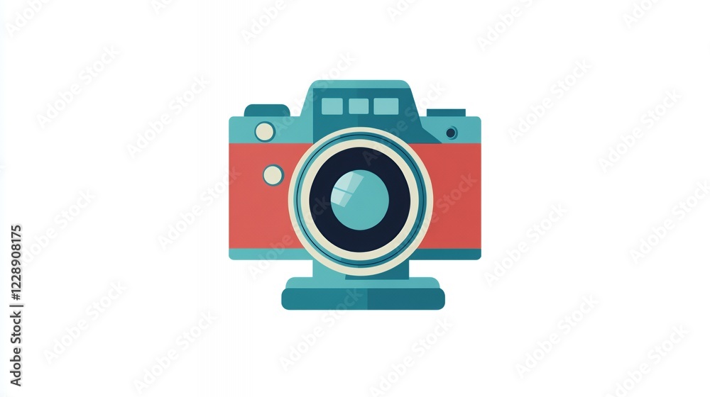 Retro camera icon, digital, white background, photography Retro camera icon, digital, white background, photography