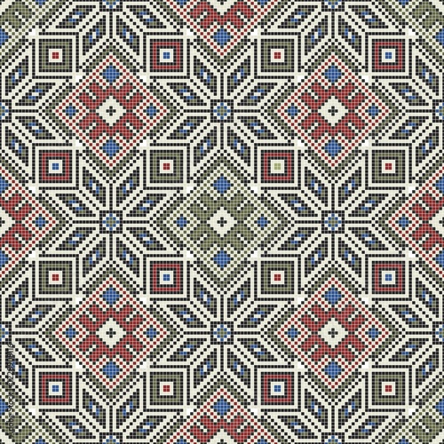 Traditional Georgian folk art embroidery vector pattern