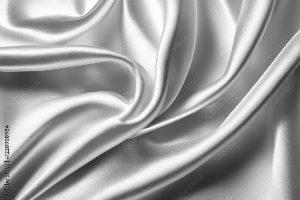 Obraz premium White silk fabric with smooth, shiny folds creating an elegant and textured look, AI generated