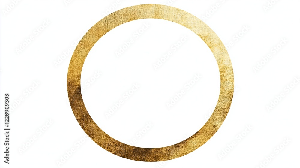 Gold Circle Frame: Gold circle frame hand-drawn geometric isolated on transparent background,