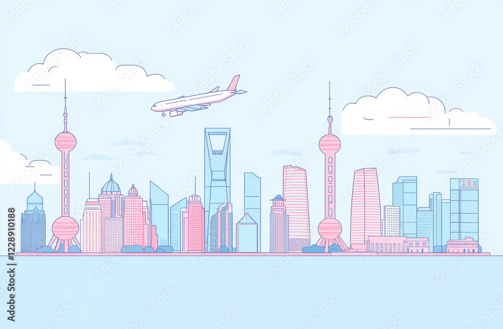 Fototapeta premium A modern city skyline with tall skyscrapers in the background