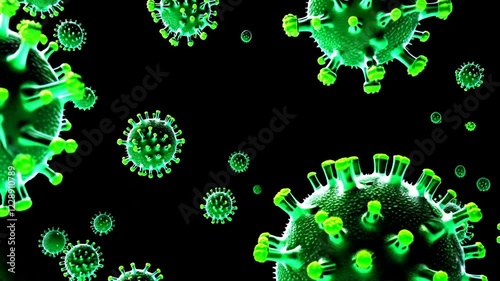 Microscopic Virus 3D Animation Green Background Loop photo