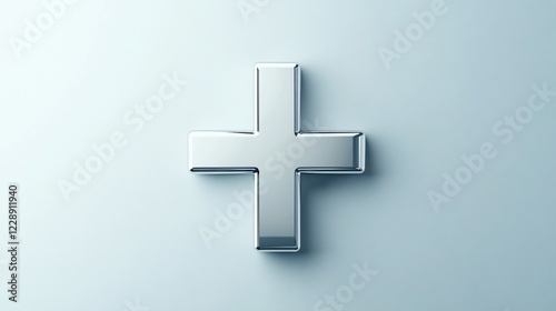 3D Silver Plus Sign Medical Icon Apteka Vector Illustration