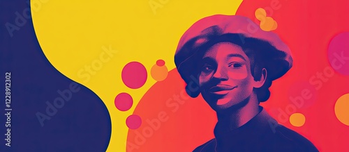 Portrait on colorful abstract background.