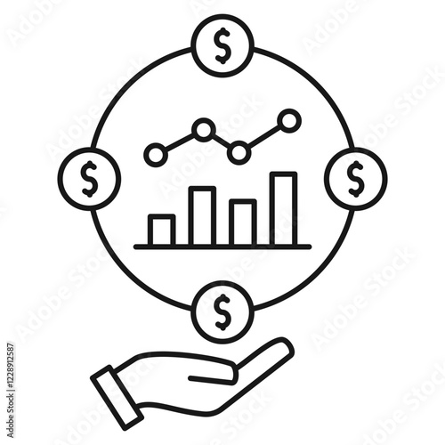 Revenue icon on white background