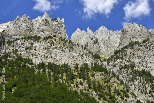 Mountain view from Runica, Ropojana valley, Theth, Thethi National Park, Albanian Alps, Prokletije, Balkans, Albania, Europe photo