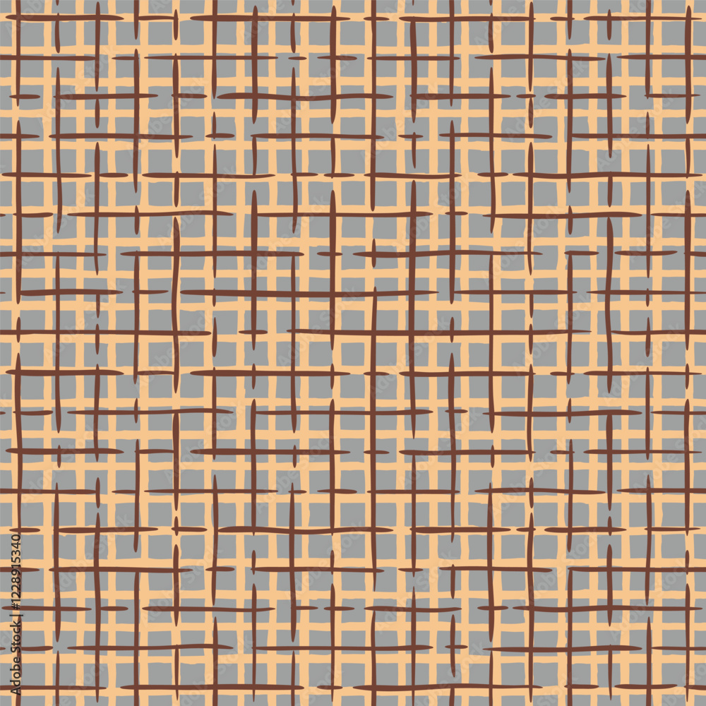 Vector abstract seamless pattern of brown line on grey background. Vector hand-drawn brown colored linen texture, seamless pattern Vector abstract seamless pattern of brown line on grey background. Vector hand-drawn brown colored linen texture, seamless pattern